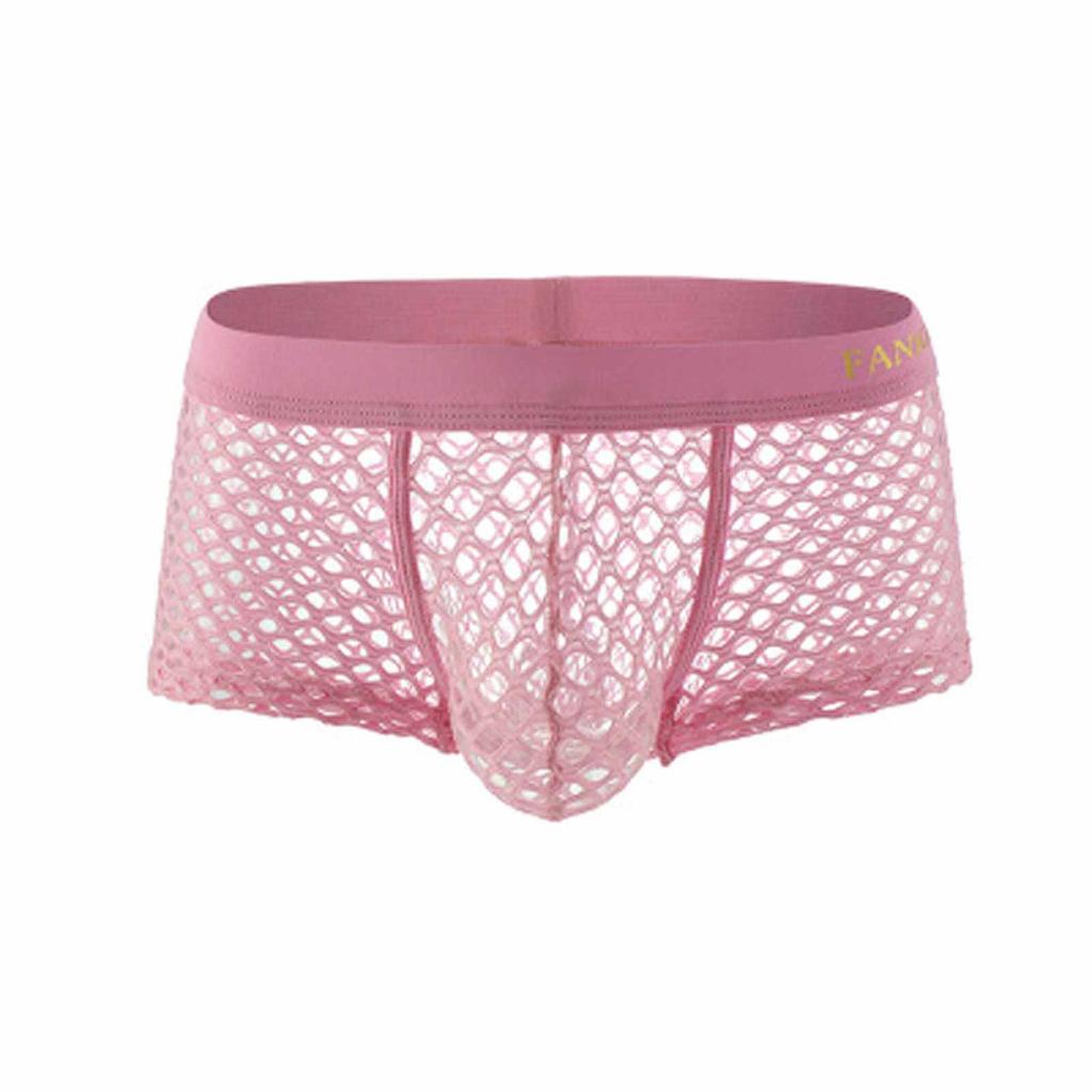 Men's Low-rise Nightwear Sexy Underwear Man Transparent Mesh Boxers Briefs Short