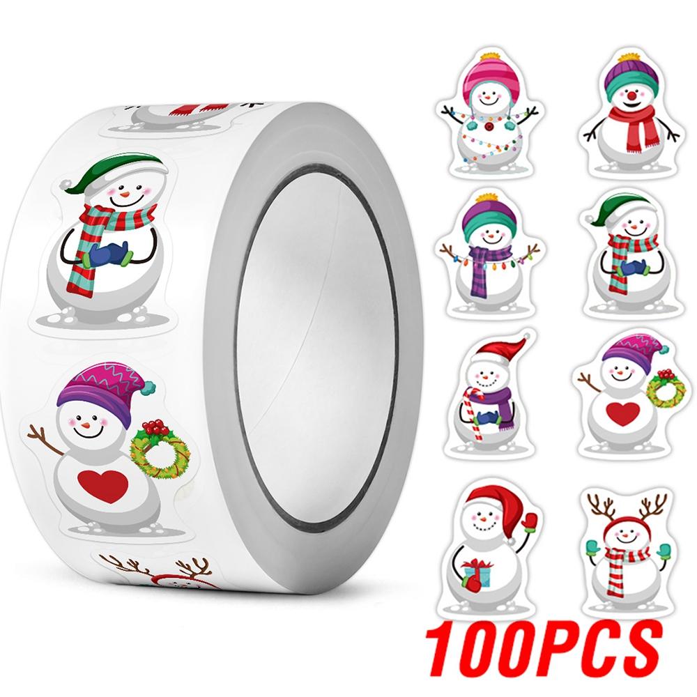 100-500pcs Heterotypic Christmas Snowmans Stickers DlY Gift Holiday Christmas Party Decoration Labels Stationery Stickers