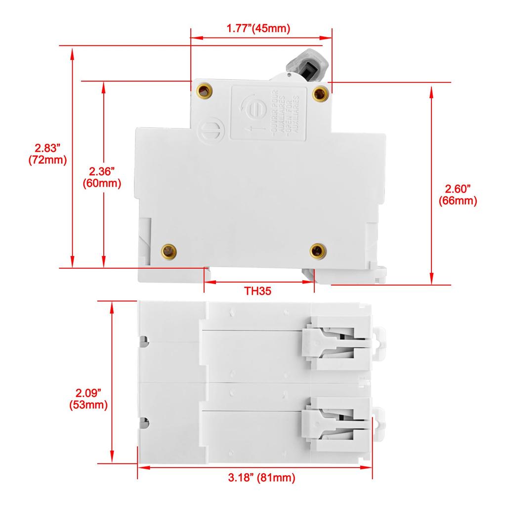 Heschen DC Miniature Circuit Breaker, HSB6C-DC, 2-Pole, DC500V 125A, for Solar Panel Controllers, 35mm DIN Rail Mounting, for PV Systems and Solar