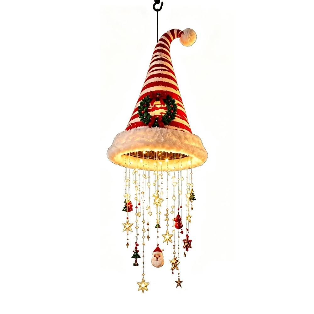 Romantic Glowing Santa Hat Lamp Snowflake Christmas Tree Pendant Light Christmas Decor