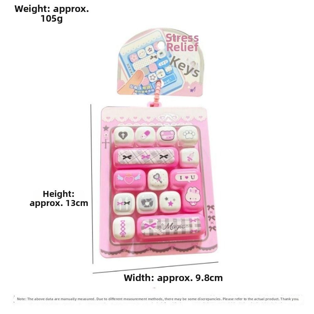 14-Key Fidget Keyboard Keychain Plastic Button Press Keychain New Keyboard Bag Charm  Couples Gift