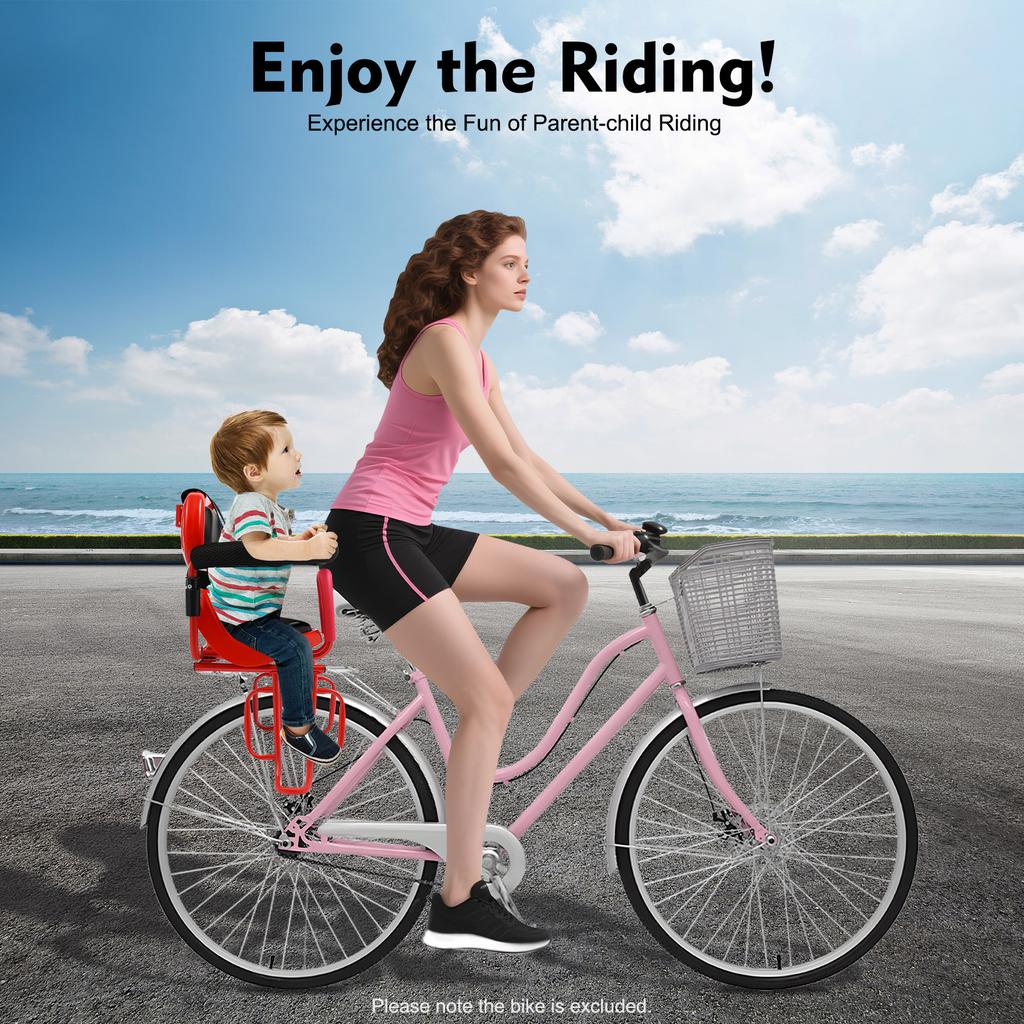 Hinterer Fahrradkindersitz - Stahlrahmen mit Ledersitzpolster & Sicherheitsgurt, Universell passend für Erwachsenenfahrräder, 4,17x20,48 Zoll