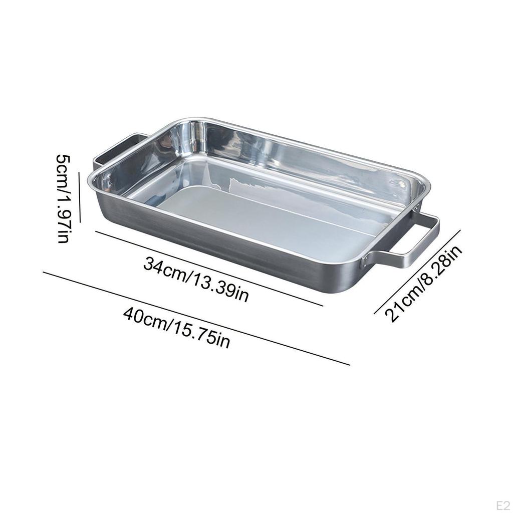 Fish Deep Baking Tray, Pan Roasting with Handles, Rectangle Seafood Plate for Meat