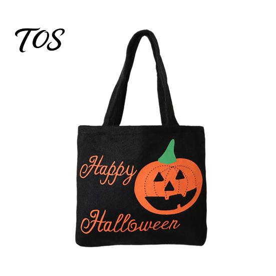 Halloween Candy Bags for Kids Felt Bag, Pumpkin Ghost Skull Cat Owl Tote Decorative Holiday Sacks Kids, Non Woven Trick or Treat Handbag, Party Favor