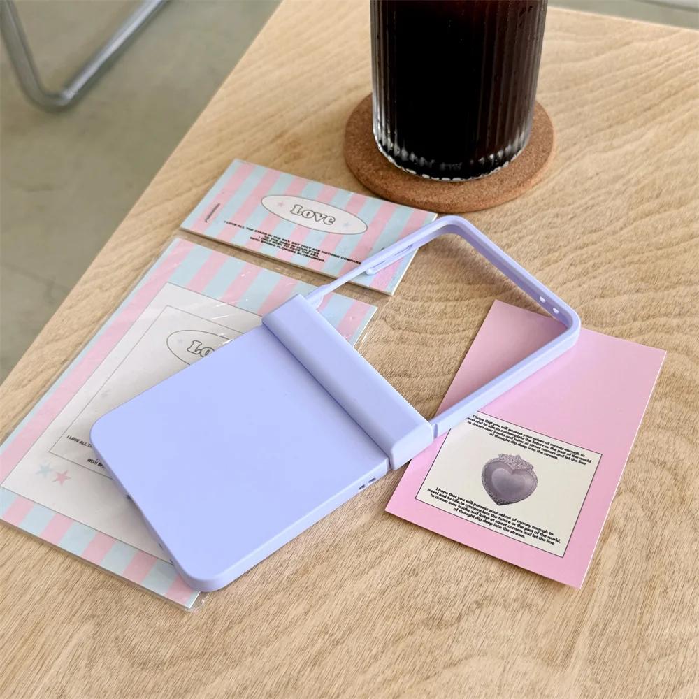 Hinge Protective Cover Phone Case for Samsung Galaxy Z Flip 7 FE 6 5 4 3 Flip7 Flip6 Flip5 Solid Color Macaron Hard Shell Cases