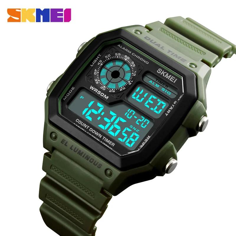 Skmei Fashion Men PU Strap Multifunction Waterproof Watches Alarm Male Digital Watch Reloj Hombre Outdoor Sport Watch 1299