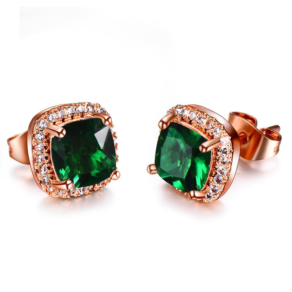 Luxury Female Yellow Pink Stone Earrings Fashion Silver Color Wedding Jewelry Vintage Double Stud Earrings for Women