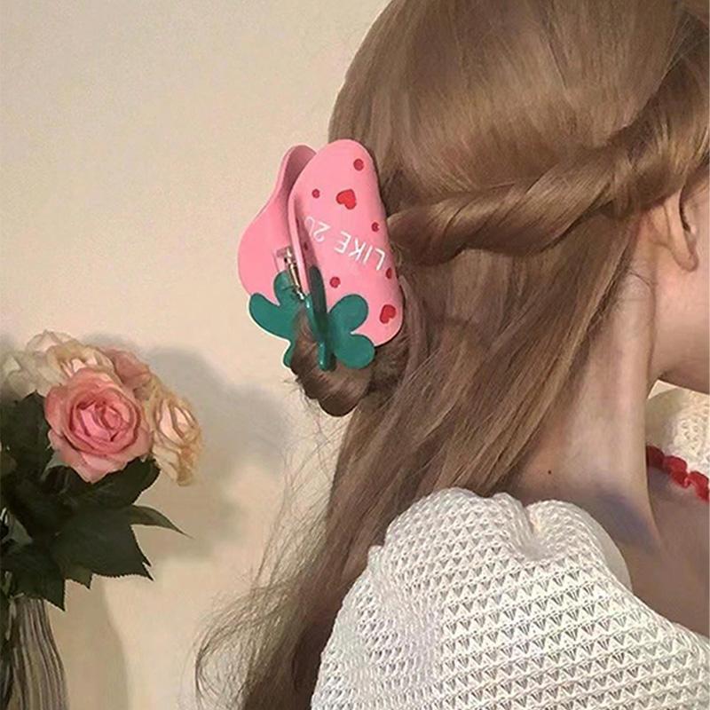 

1pc Sweet and Cute Pink Strawberry Large Gripper Strawberry Dopamine Atmosphere Summer Girl Hair Claw