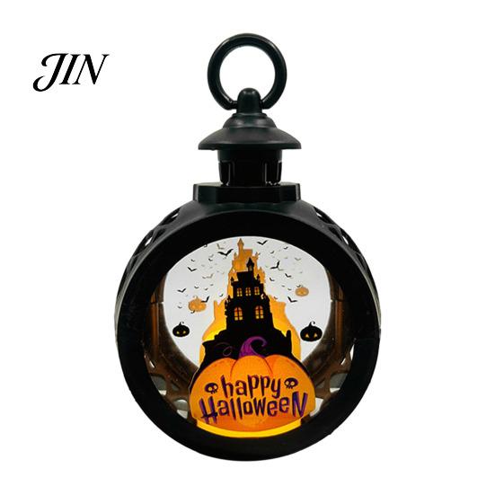 Indoor Outdoor Halloween Props Retro Pumpkin Lantern, LED Electronic Candle Light, Vintage Safe Flameless Decor Handheld Decorative Lamp for