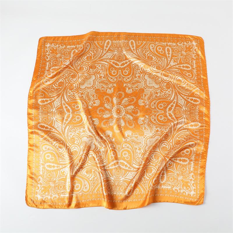 Geometric cashew flower satin print silk scarf shawl sunscreen square scarf 91 satin imitation silk headscarf women's scarf