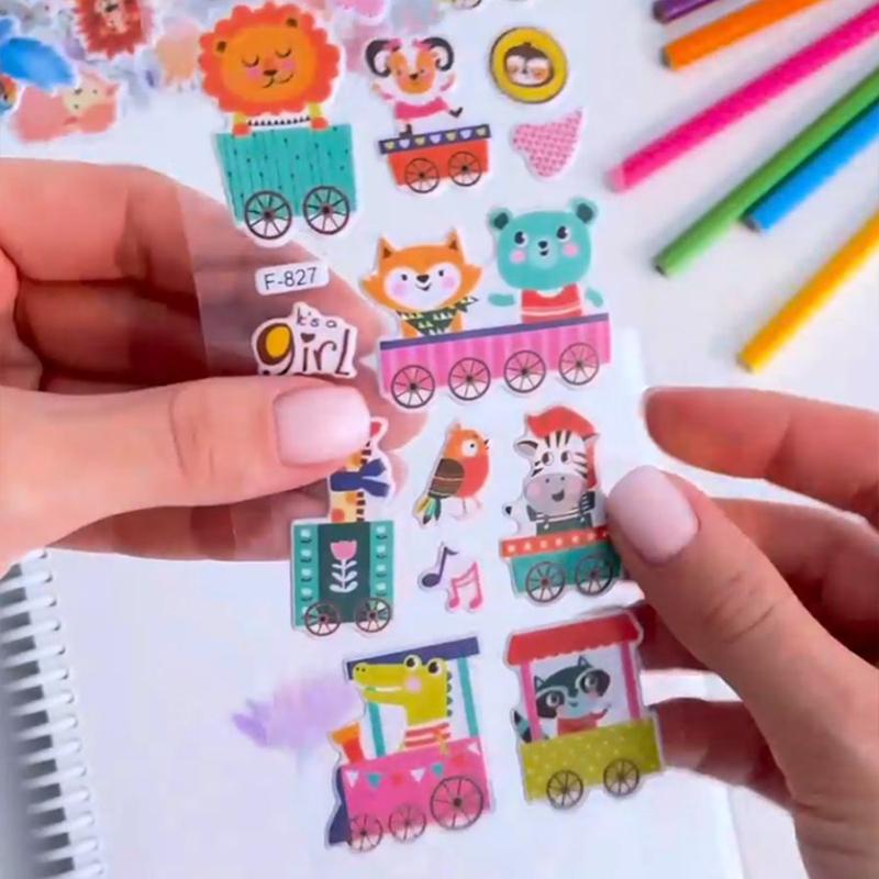 6/12/24 Pezzi Adesivi 3D a Bolle Stile Animale Cartone Animato Adesivi Giocattolo per Bambini Riutilizzabili per Regalo di Compleanno Natale Capodanno per Bambini TMZ