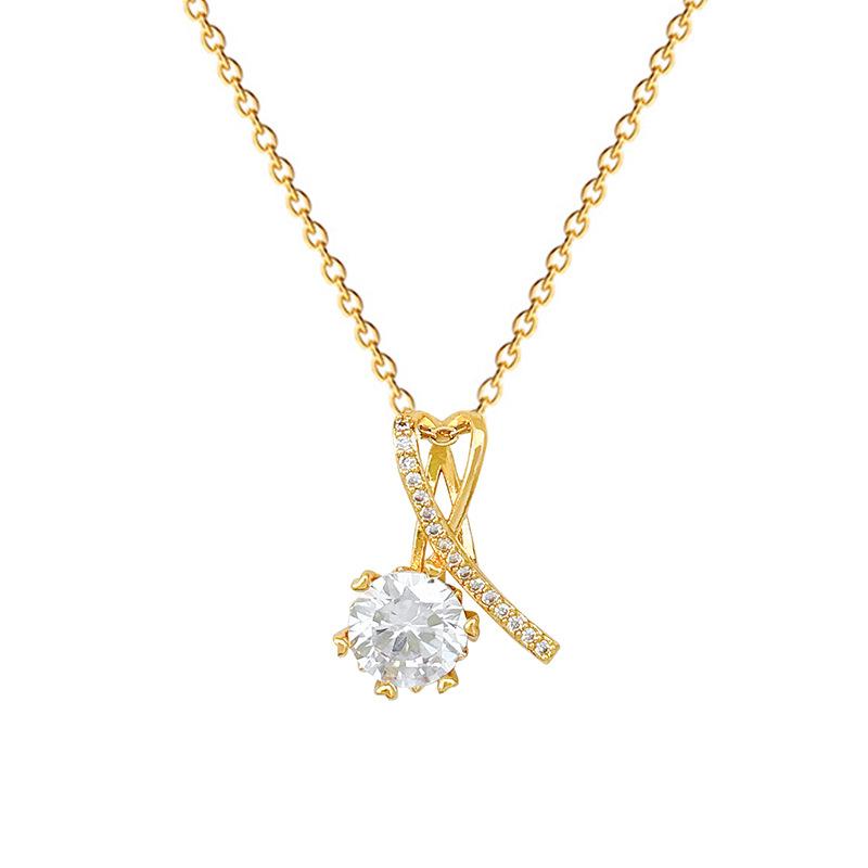 Cross Love Zircon Light Luxury Temperament Gorgeous Full Diamond Necklace Female Versatile Collarbone Chain Titanium Steel Chain