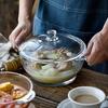 Heat-Resistant Crystal Cookware Set: 2.5L Tempered Glass Pot with Handles, 1.5L Soup Bowl, 1L Pot, Each with Lids, Three Upgraded Sizes.