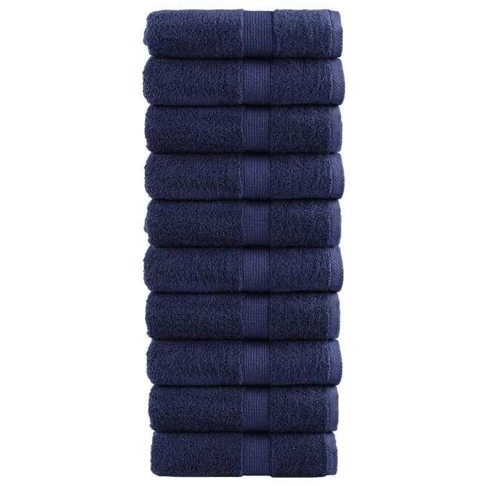 VidaXL Premium Washcloths SOLUND 10 Pieces Navy Blue 30 X 30 Cm 600 G/m² 137253