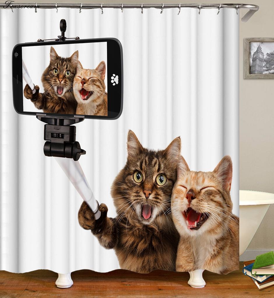 Sprchový závěs Cartoon Cat 3D koupelnové sprchové závěsy nepromokavý látkový sprchový závěs legrační sprchový závěs nebo podložka