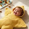 Pasgeboren Fotografie Prop Zeester Baby Slaapzak Gebreide Wikkel Slaapzak met Capuchon Vakantie Souvenir Gezellige Stervormige Draagbare Baby Deken,