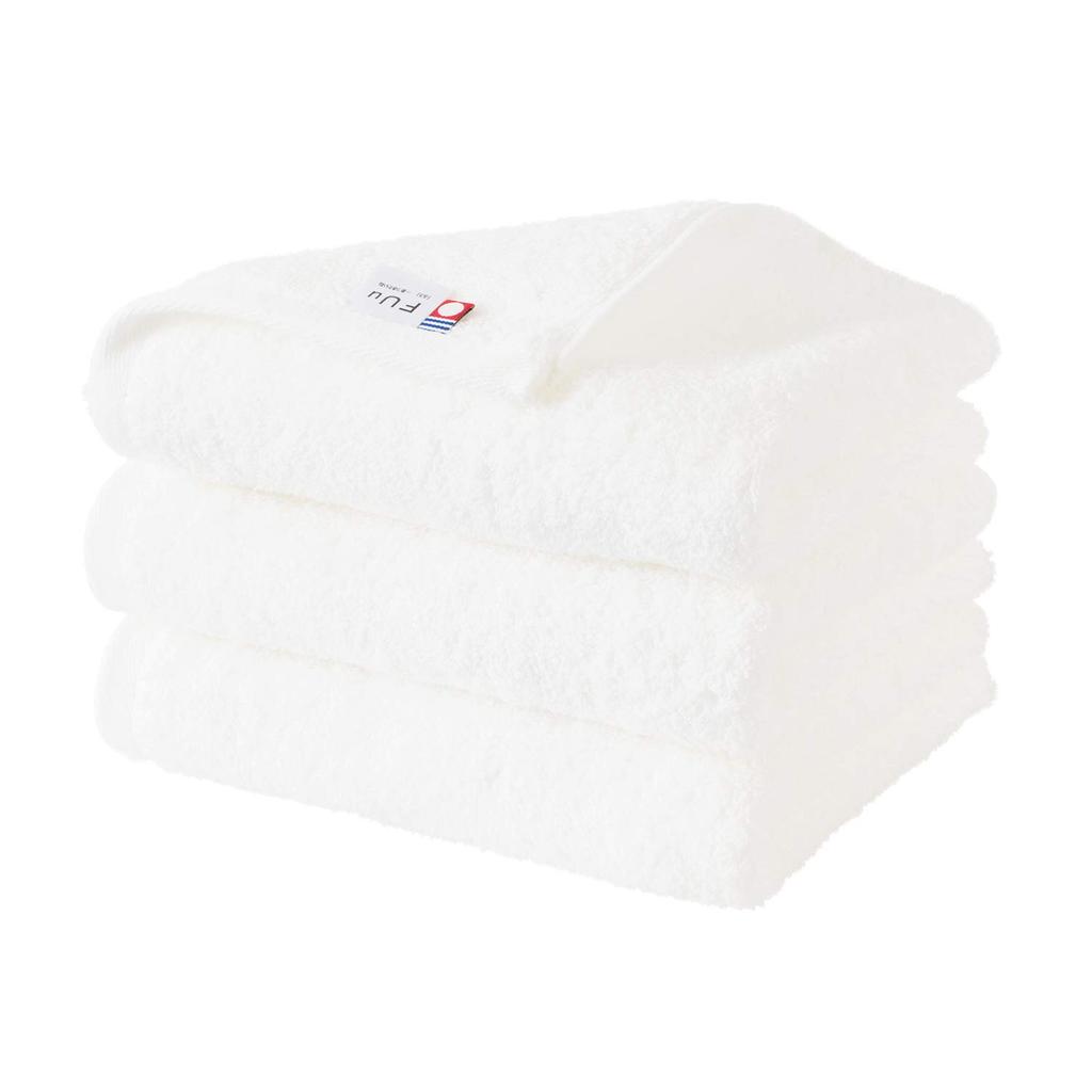 Bloom Imabari Towel Certified FUu Face Towel Set of 3 Hotel Made in Cotton Soft, Fluffy, Thick, Absorbent, Grade, Japan, 100% (White)