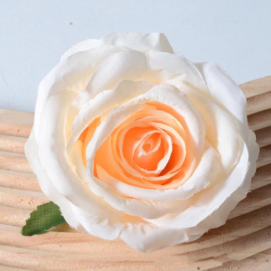 2 Pcs Realistic Artificial Rose Flower Heads Faux Silk No Stem Rose Heads