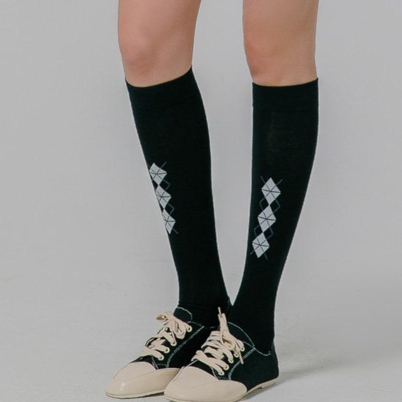 Creve9 Women's Argyle Knee Socks