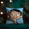 Funny Cartoon Characters Mr BeanForGrowth Cushion Cover Silky Elegant Comfort Sofa Bed Invisible Zipper Beach Pillowcase