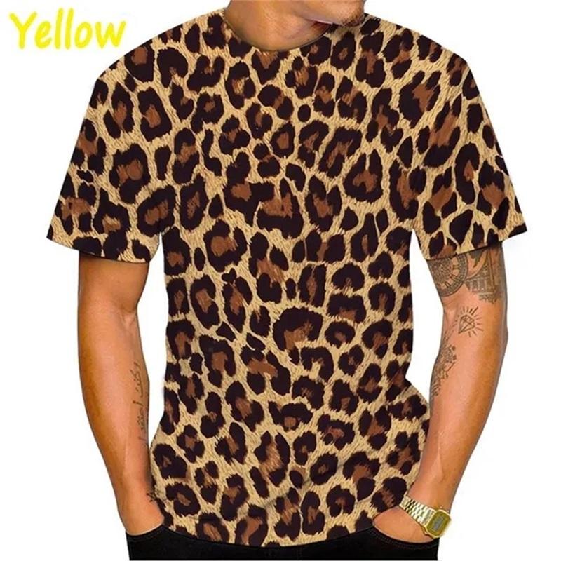 Pánske 3D tričko s leopardím vzorom, pánske tričko s okrúhlym výstrihom a krátkym rukávom, veľké streetwear, pánske tričko