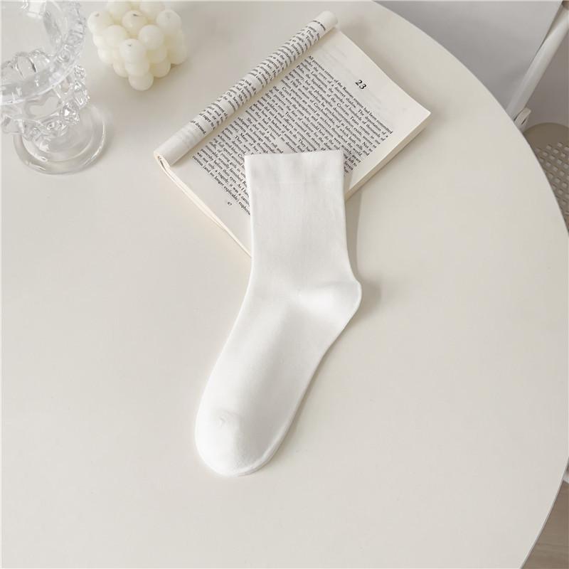 Socks Women'S Simple Loose Confinement Socks Pink Girl Is Versatile Medium Cotton Socks Solid Color Casual Women'S Socks