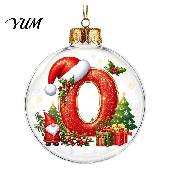 Indoor Outdoor Xmas Hanging Ornaments 26?Letter Acrylic Christmas Ball Ornament, 3D Crystal Style Alphabet Holiday for Home Pendant, Tree