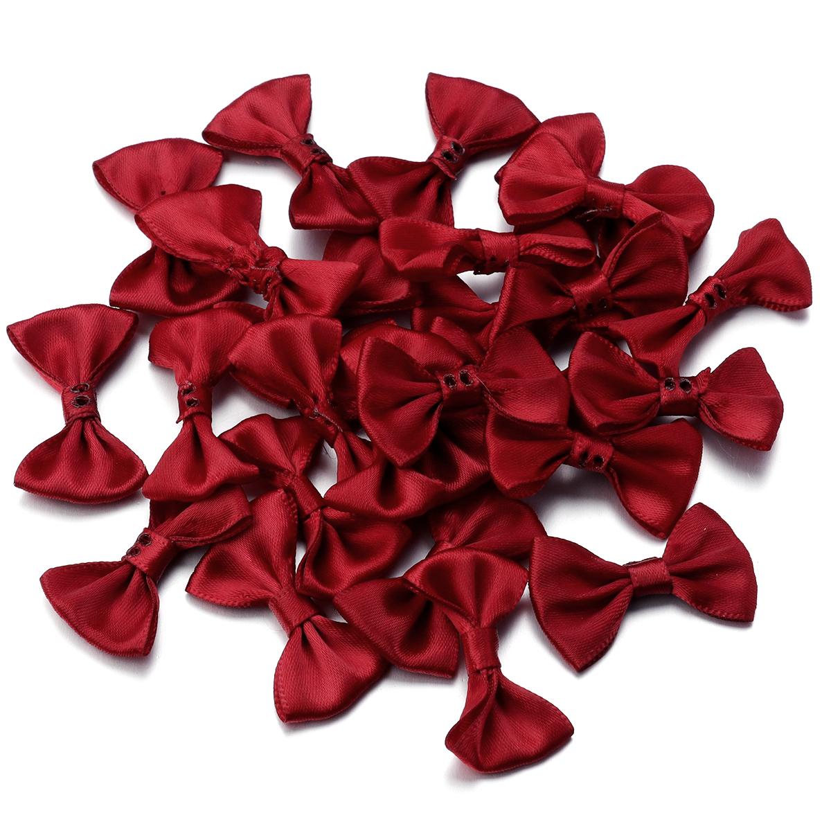 

50pcs 4*2.5cm Polyester Ribbon Bows Colorful Small Bow Tie For Wedding Party DIY Clothing Headwear Gifts Decoration Accessories вина червоного кольору