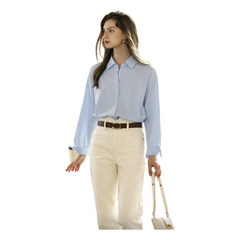 Olrain Women's Long Sleeve Shirt Spring Autumn Loose Fit Commuting Elegant Top