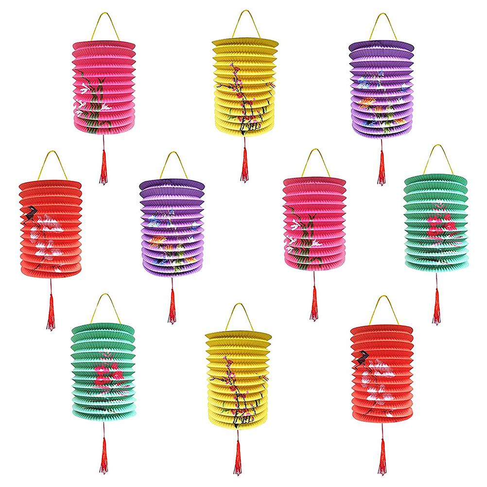 10 Pcs Paper Lanterns Colorful Holiday Hanging Lantern Chinese Japanese Paper Hanging Decorations