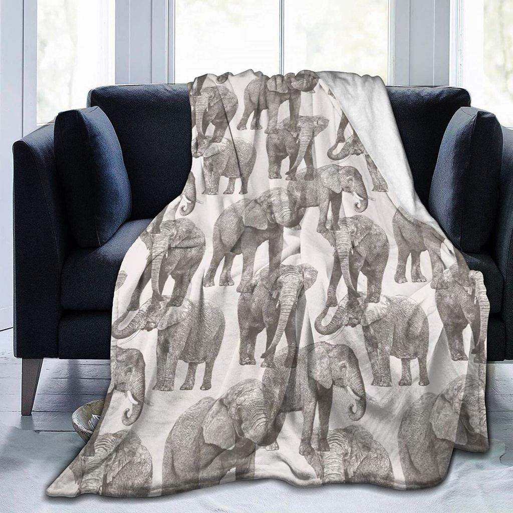 Elephant Print Flannel Blanket Sofa Bedroom Decorative Blanket Office Lunch Break Blanket