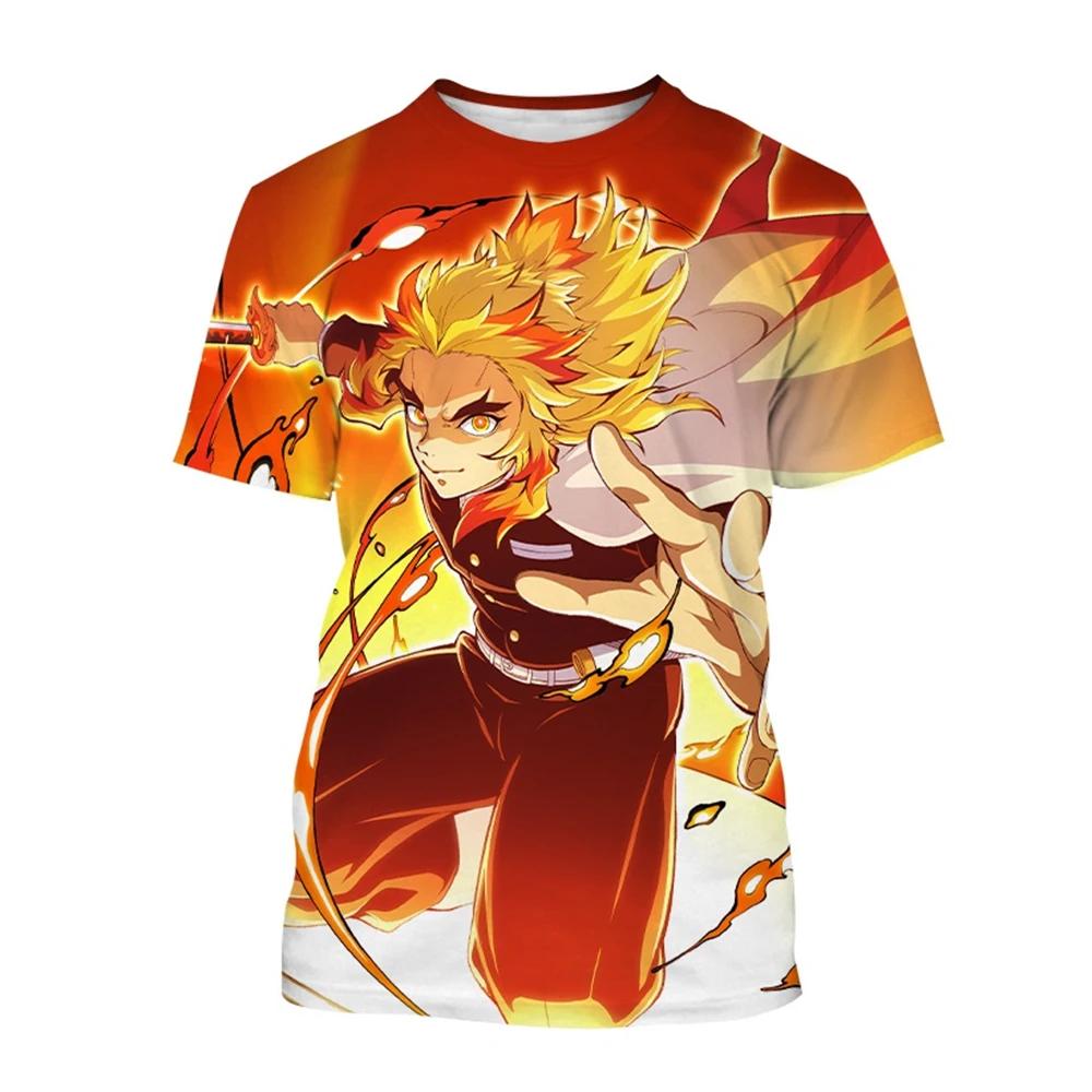 Hot Selling Anime Cartoon Characters of Rengoku Kyoujuru Hot Blooded Hip-hop Cool Street Personality 3D Printed T-shirt