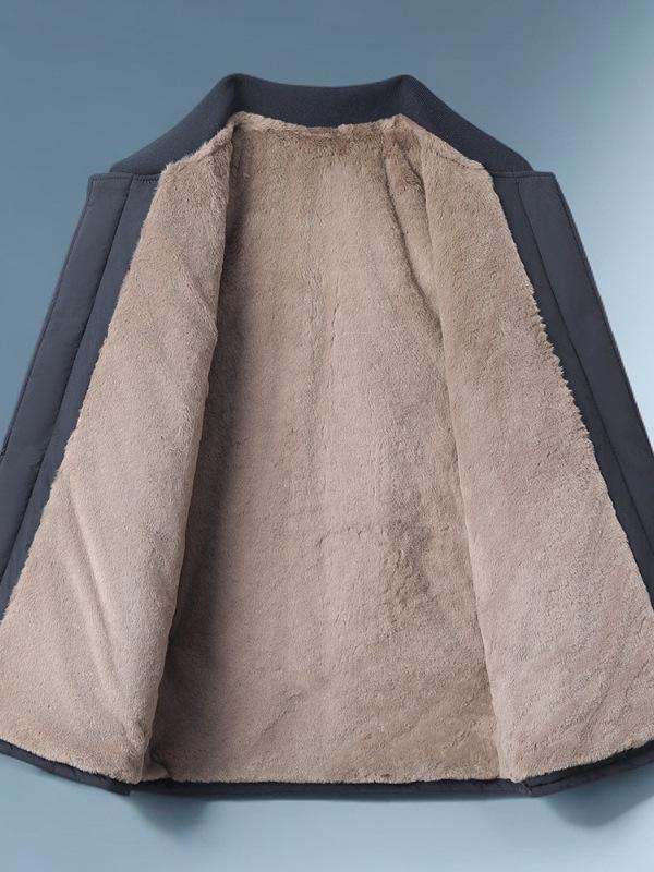 Men's Thickened Velvet Cotton Jacket for Elderly - Dad's Winter Coat