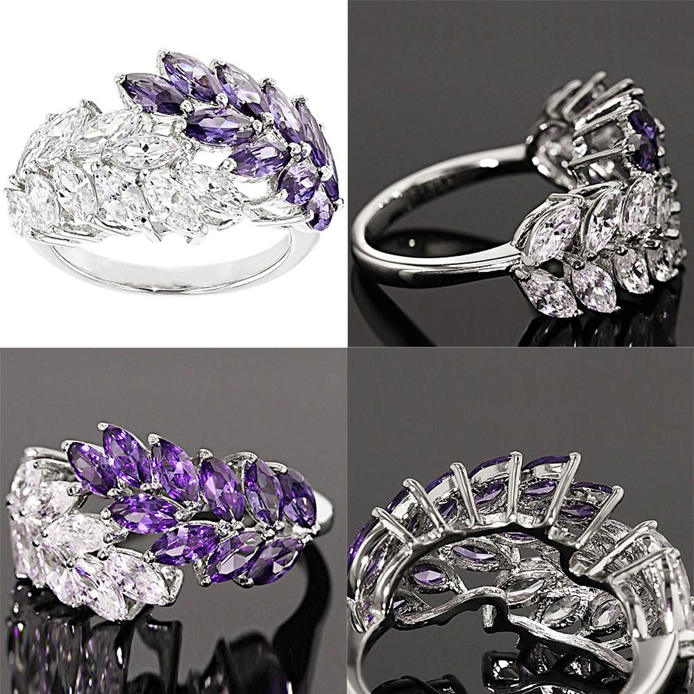 Huitan AAA Cubic Zirconia Leaf Women Ring Delicate Dance Party Female Rings Fancy Girl’s Present High Quality Trendy Jewelry New