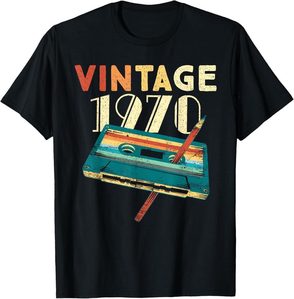 55 Years Old Gifts Vintage 1970 Music Cassette 55th Birthday T-Shirt Unisex Summer Streetwear Tops Casual Camiseta Hombre