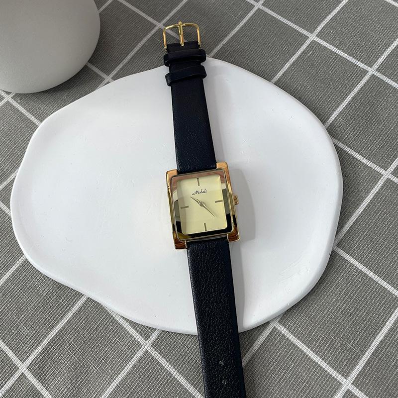 Square women s watch style simple temperament small square watch black gold belt 21026