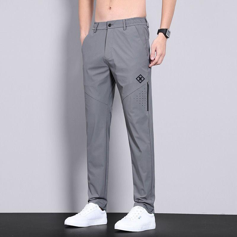 2026 Men's Trendy Summer Ice Silk Drape Casual Trousers: Non-Iron, High Stretch, Loose Straight Fit for Business