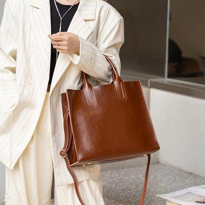 Genuine Leather Women's Bag 2025 New Fashion Handbag Trendy Large Capacity Bag Simple Versatile Cowhide Tote Bag