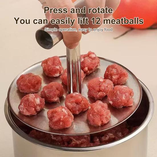 Meat Ball Maker Tool Food Stainless Steel Meatball Maker 6/12 Manual Meat Making Machine Kitchen Extruded Tool For Delicious Meatballs Newbie Meatballs Maker Tool