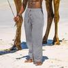 Men Loose Wide Leg Thin Breathable Casual Sports Solid Long Pants