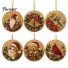 Acrylic Santa Hanging Ornaments 6 Pcs Christmas Pearl Art Ornaments, 2D Flat Holiday Tree Pendant, Effect Decoration for Home Wall Door Window