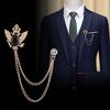 Fashion Tassel Chain Brooch Anti Discoloration Crystal Brooches Crown Gemstone Brooch Retro Shirt Collar Lapel Pins For Business