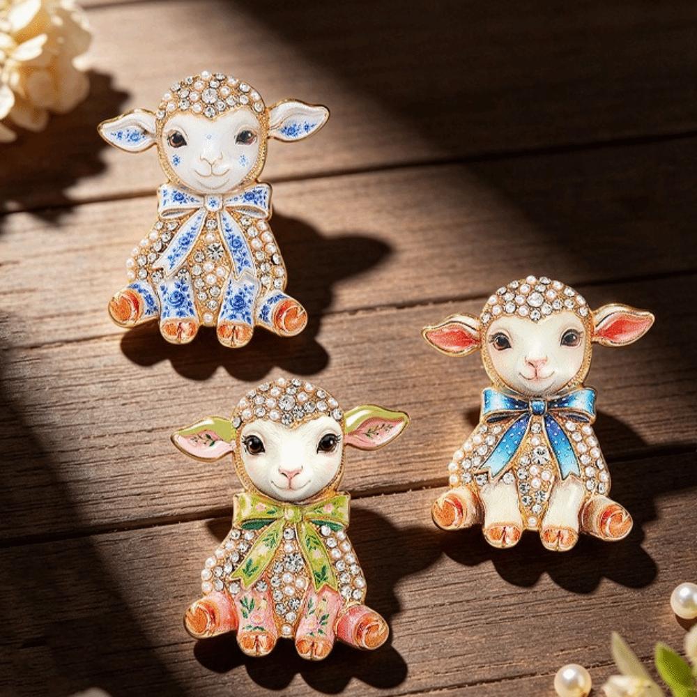 Sheep Shape Lapel Pin Bowknot Decor Pin Fashion Metal Pin Gift