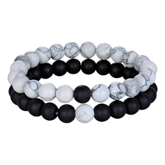 

2шт браслет для йоги модный очаровательный эластичный браслет черный браслет из бисера для йоги A