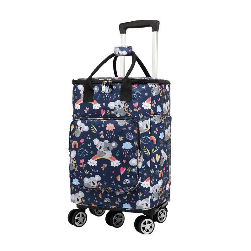 Folding Portable Grocery Shopping Cart with Bag - Household Supermarket Trolley