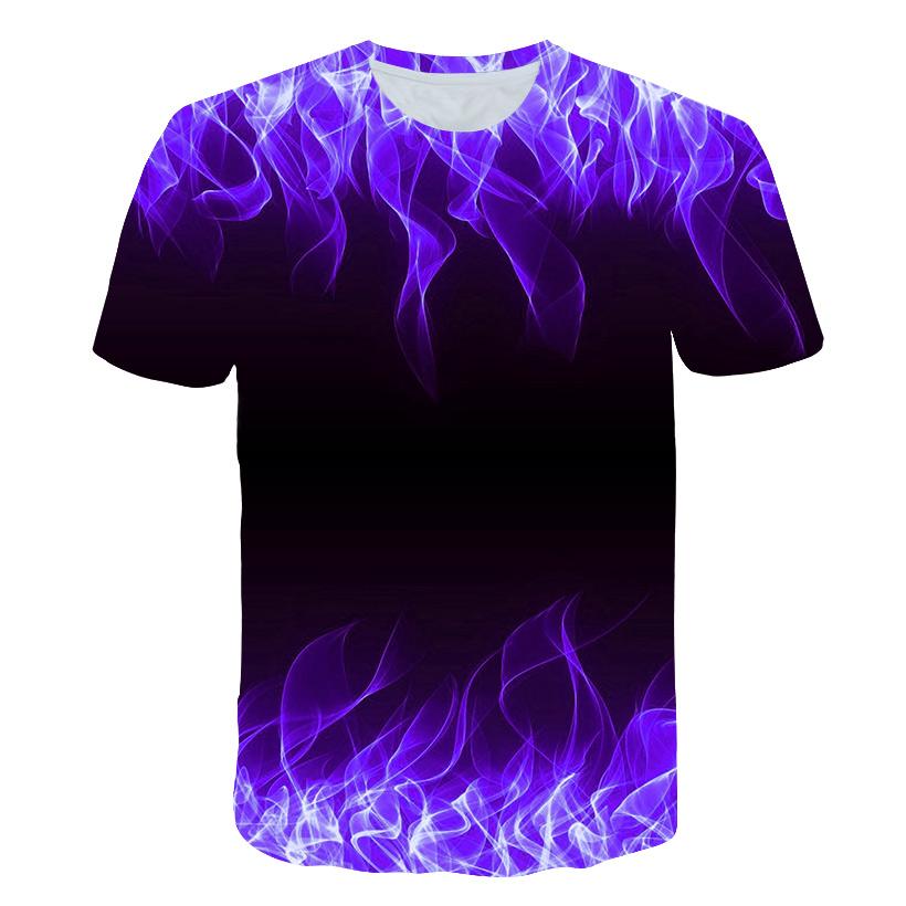 Colorful Flame  3D Printing T Shirt Man Summer O-Neck Short Sleeve Oversized Top Casual Tee Loose Streetwear Harajaku