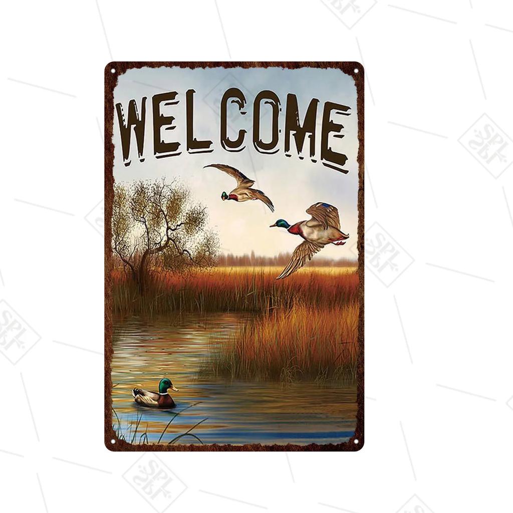Animal Metal Sign Vintage Forest Park Doorplate Cat Bird Metal Tin Plate Fishing Plaque Bar Wall Sticker Farm Home Decoration