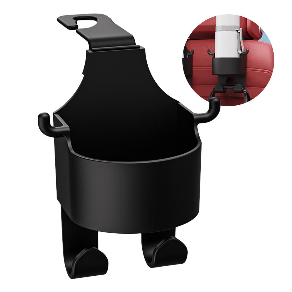 

Car Multifunctional Seat Back Water Cup Holder with Hook Auto Interior Organizer Rear Seat Beverage Bracket Black Storage Box