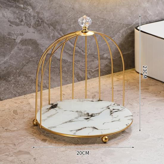 Cosmetics Storage Rack Birdcage Shape Thick Iron Frame Organizer Large Capacity with Elevated Bottom Design Display Rack