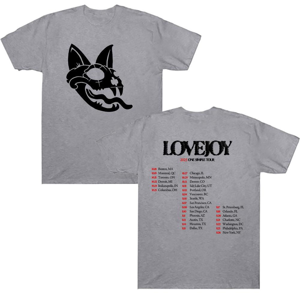 Loveoy 2025 One Simple Tour T-skjorter Lovejoy Band Grafiske T-skjorter Casual Herreklær Mote Unisex Høy Kvalitet Bomulls-T-skjorte Y2K